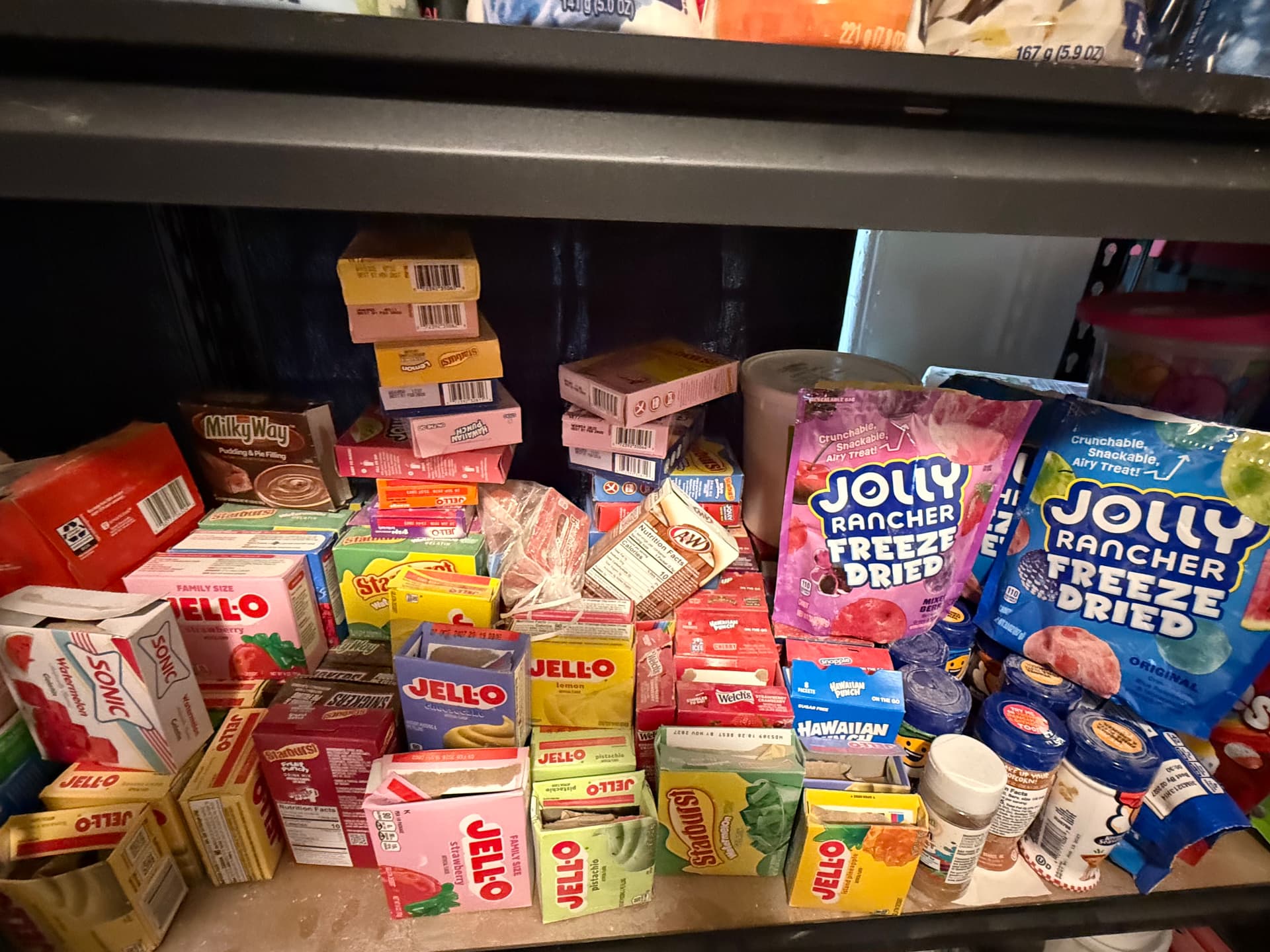 Jell-O, Starburst and freeze dried candy flavor stock